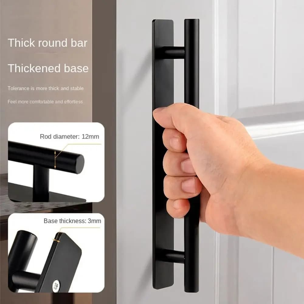 Nuova maniglia per porta in lega di alluminio Hardware Maniglia per porta scorrevole autoadesiva Porta per manubrio multifunzionale senza punzonatura