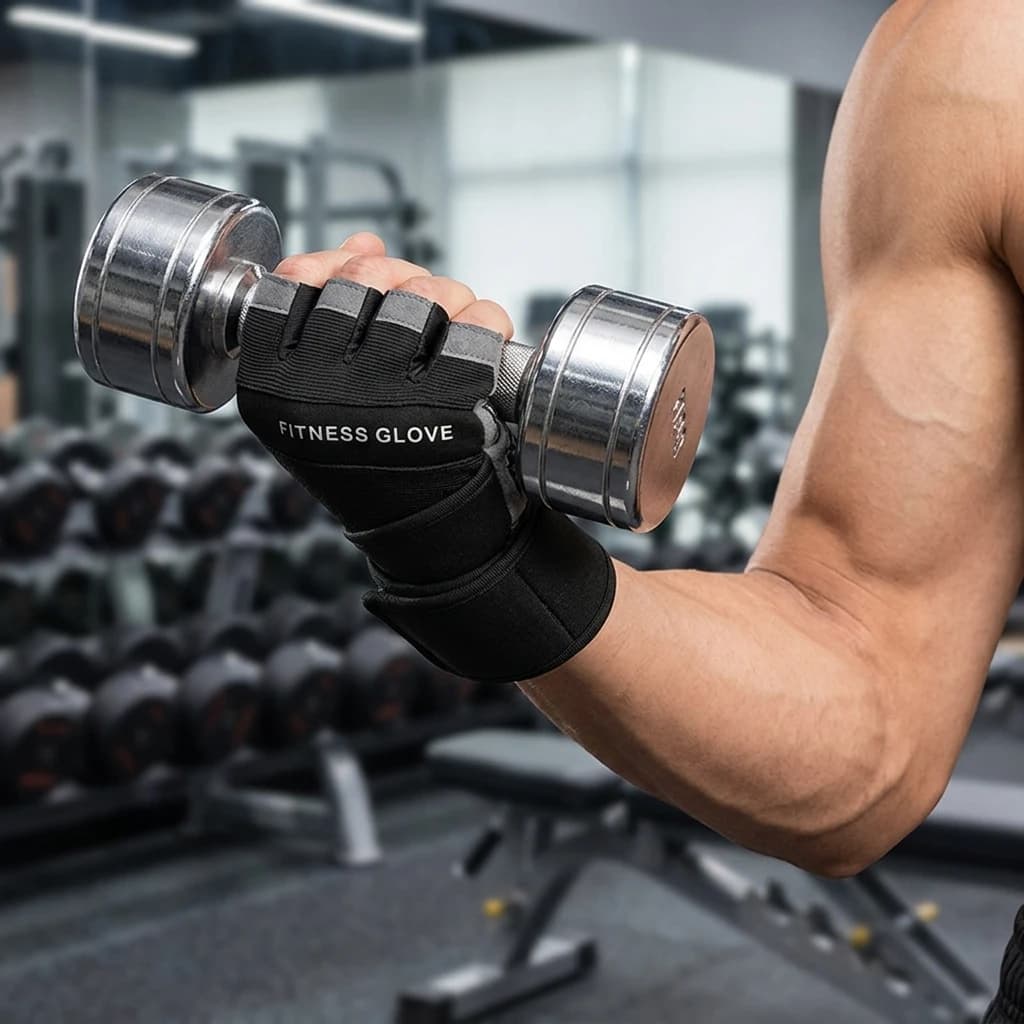Men's Workout Gloves Gym Training Gear Breathable Non-Slip Half Finger Weightlifting Pads for Powerlifting Exercise