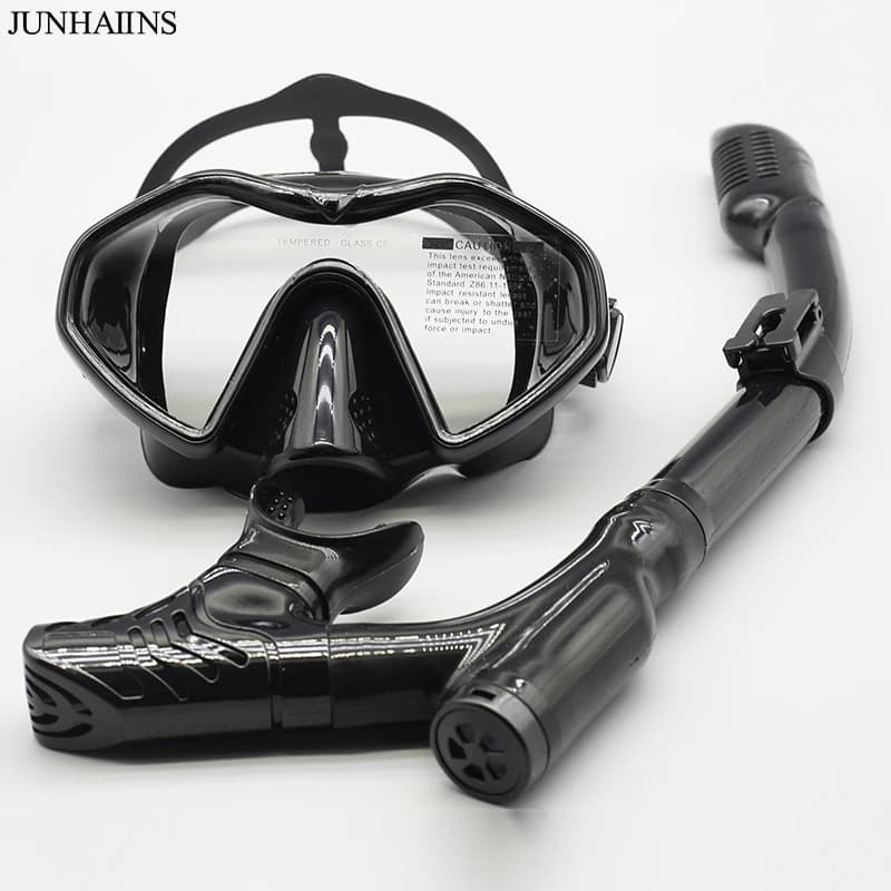 Junhaiins Snorkeling Set Silicone Tempered Glass Snorkeling Mask, Adult Glasses Snorkeling Mask for Men