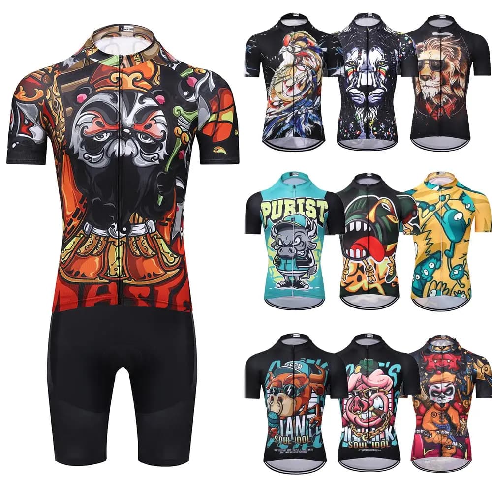 Moxilyn Cycling Jersey breathable summer short sleeve shirts with 20D Gel padded bib shorts riding clothing suit