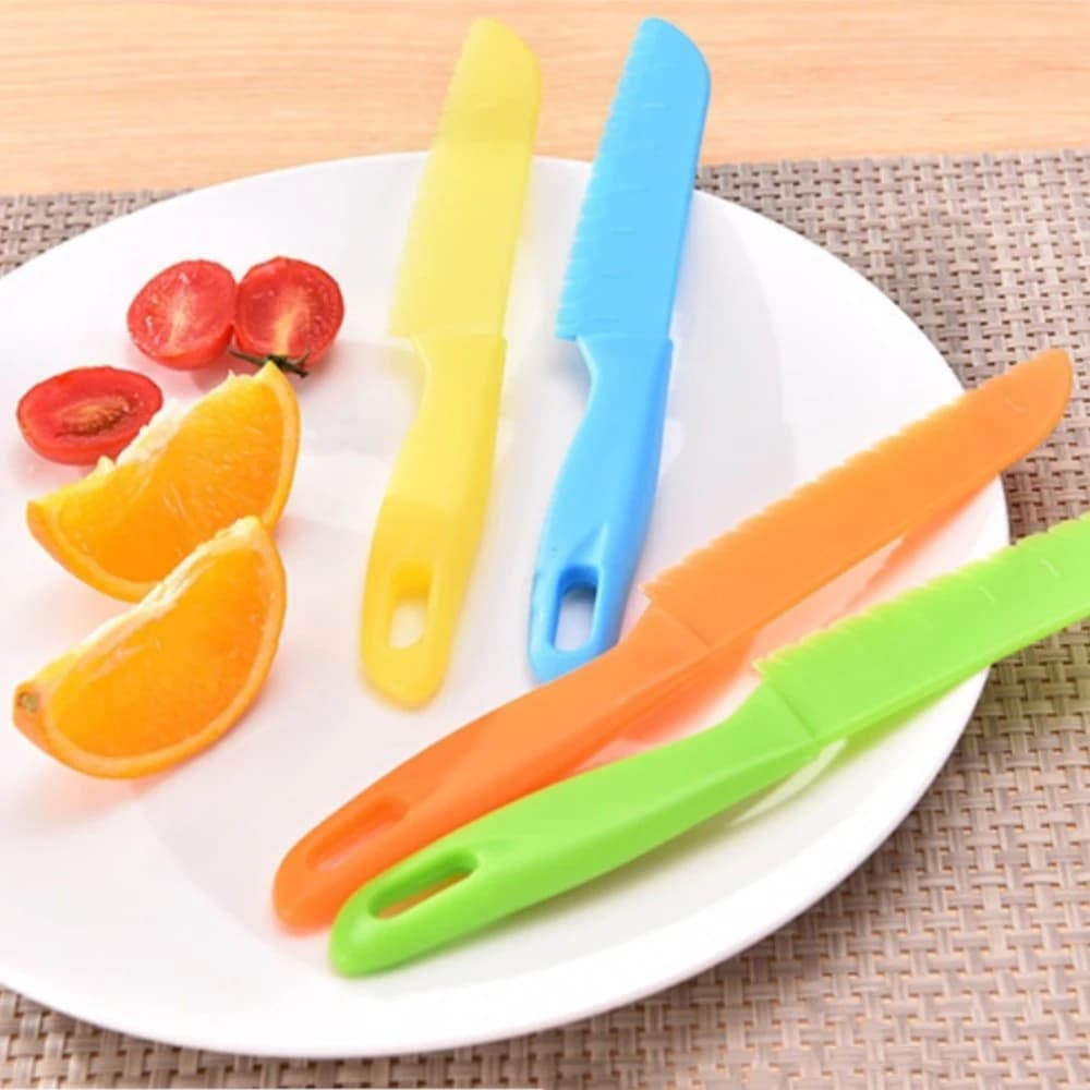 1/2/5 Pezzi Coltello da Cucina per Bambini, Coltello da Frutta in Plastica con Lama Dentellata, Sicuro per Chef, per Pane, Lattuga, Cucina, Multi-Colore, Fai-da-Te, per Bambini