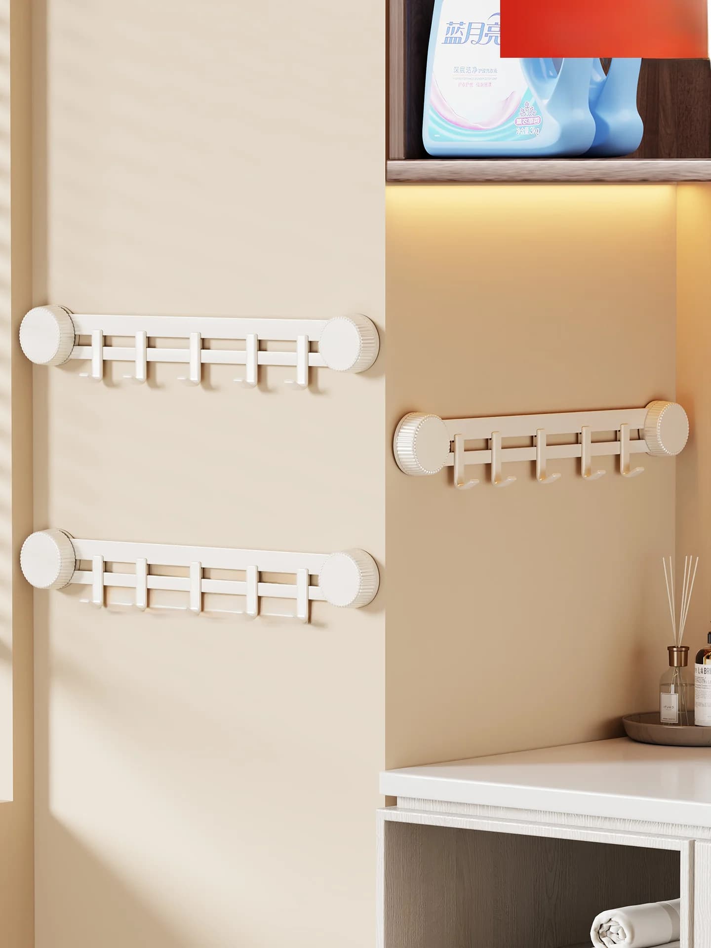 Gancio a ventosa per bagno, porta asciugamani e appendiabiti a una fila, facile installazione senza foratura