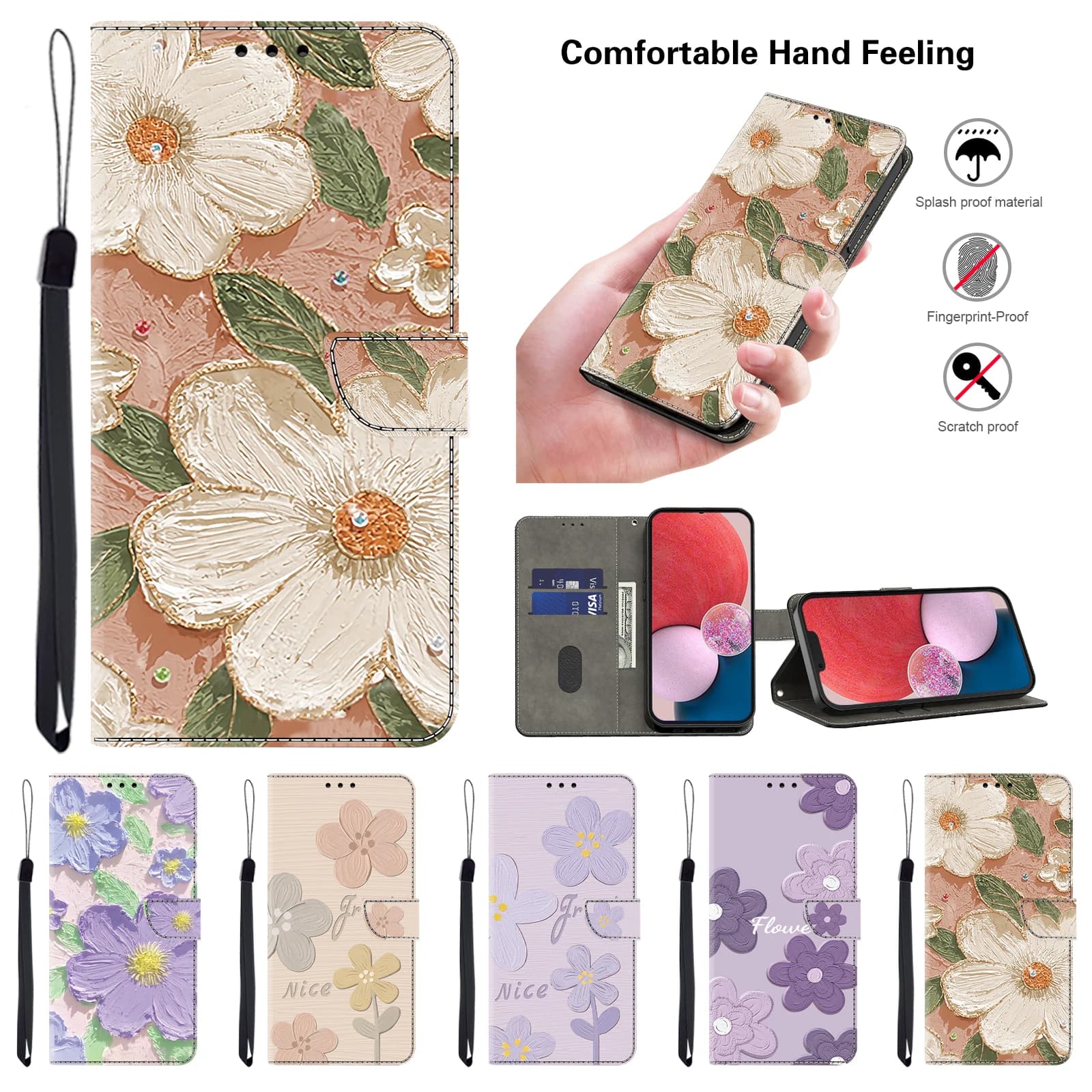 Custodia in pelle con vibrazione magnetica per iPhone 15 14 13 Pro Max iPhone 15 14 Plus per IPhone SE4 2024 Custodia a portafoglio con pittura