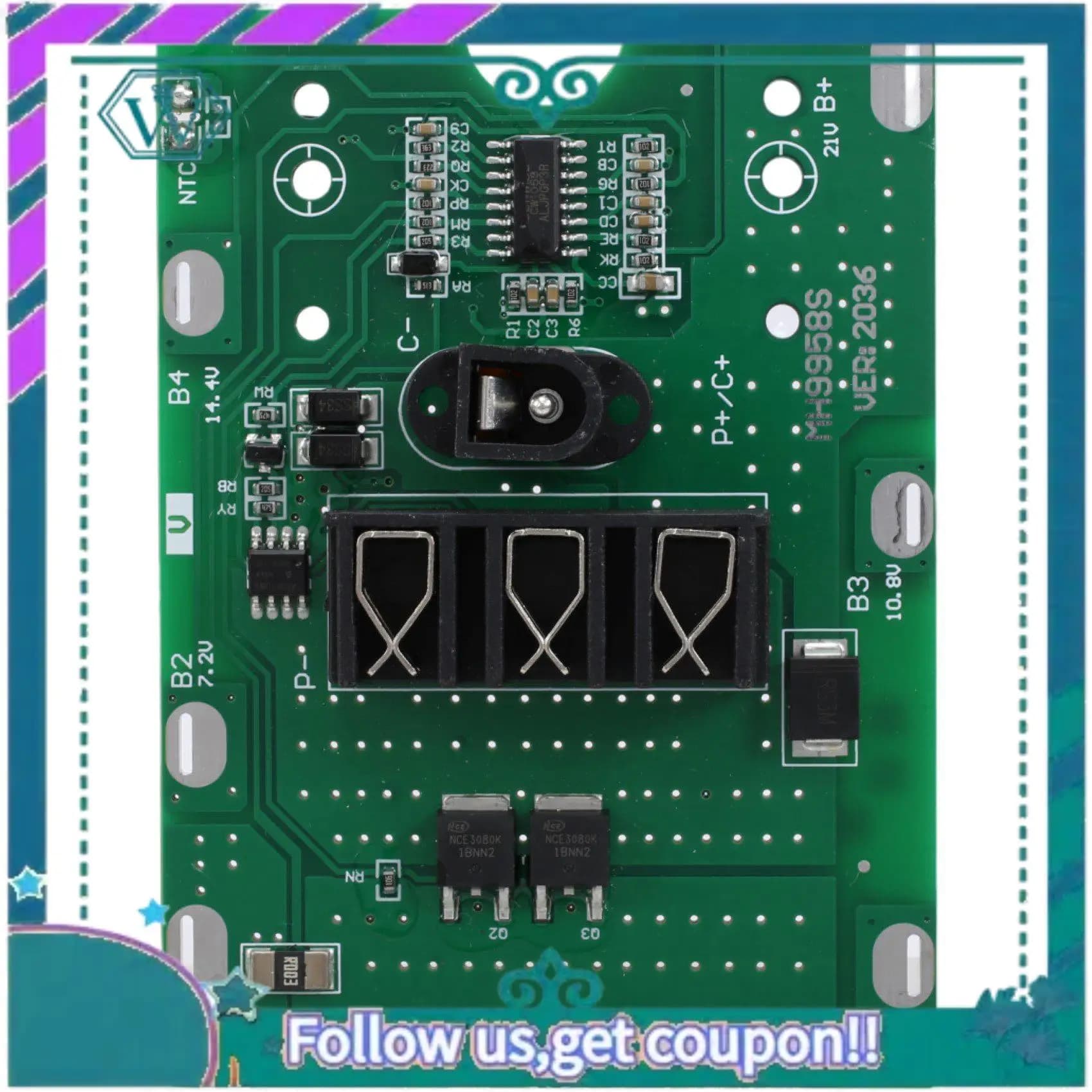 A75Q-2 Pcs BMS 5S 20A 18V 21V Li- Utensili elettrici Batteria Accumulatori e caricabatterie di riserva Scheda di carica NTC Protezione della temperatura Connettore DC