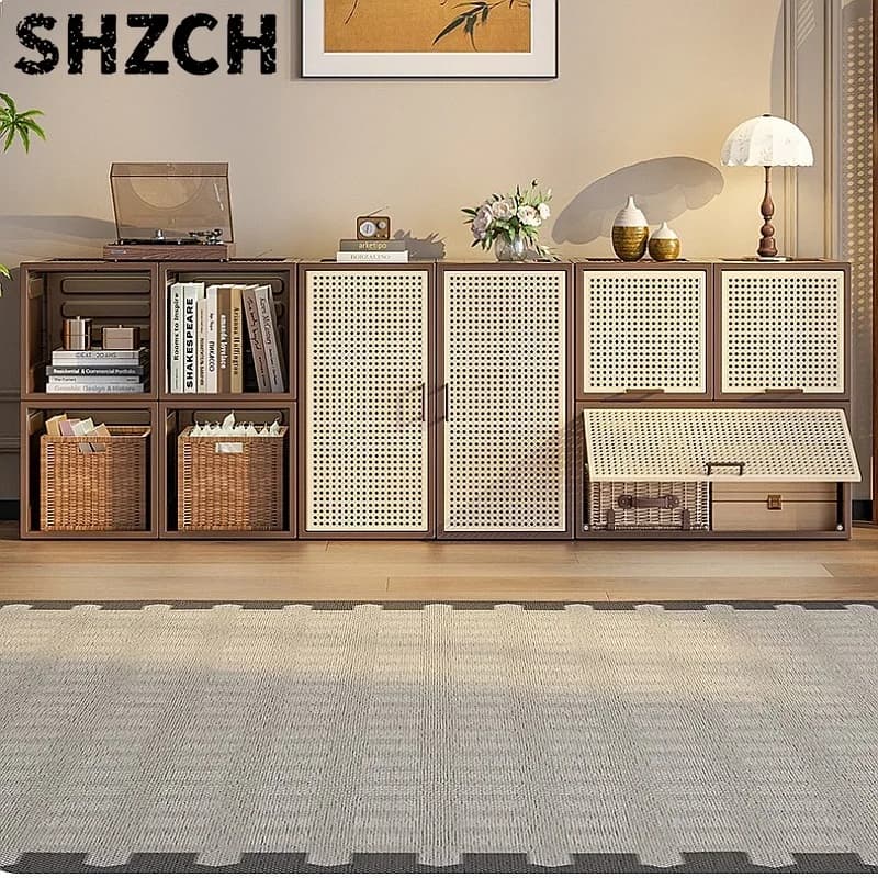 Mid-Century Storage Cabinet DIY Tool-Free Folding Shelves Magnetic Organizer XL