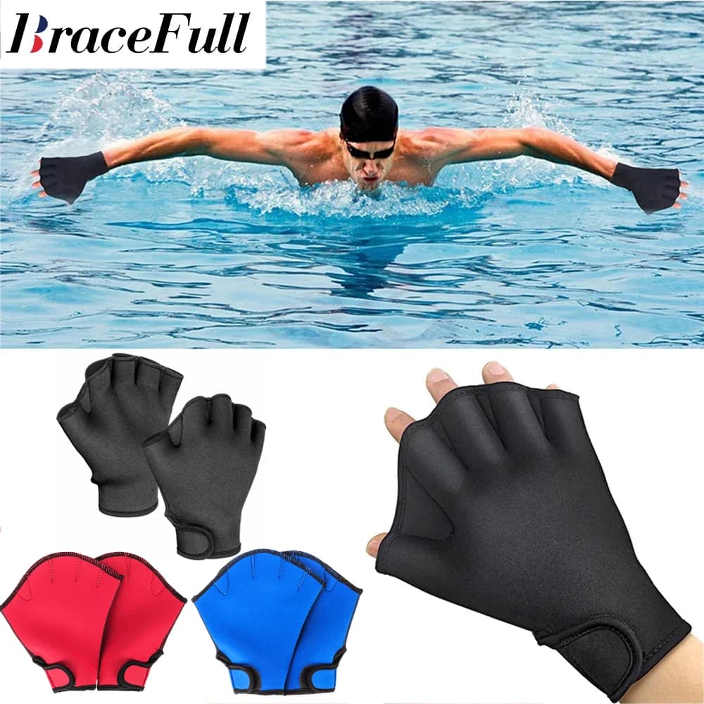 1 paio di guanti da nuoto Guanti da allenamento per nuoto acquatico Fitness Resistenza all'acqua Guanti senza dita per allenamento con pagaia Aqua Fit