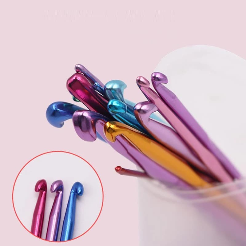 14Pcs Colorful Alumina Single‑Head Crochet Hook Set Sweater Knitting Needles Hand Weaving DIY Sewing Handcraft Tool Kit