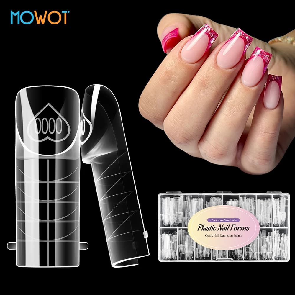 MOWOT Nuovo 150 pz Spazio Francese Unghie Doppie Forme Estensione Del Chiodo Acrilico Forme Superiore Copertura Completa Costruzione Rapida Stampo Gel Strumenti per Manicure