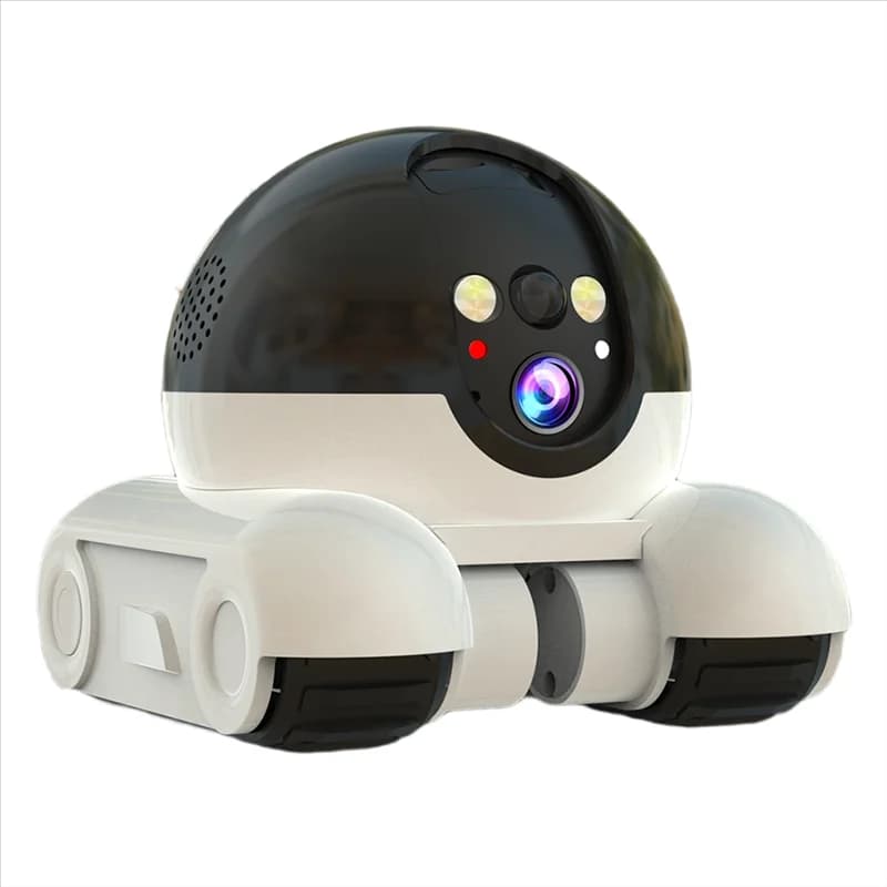 GROCE-Smart Home Security Baby Pets Monitor 4K PTZ Robot Audio bidirezionale Visione notturna a colori Sistema di sorveglianza con telecamera a doppio obiettivo E