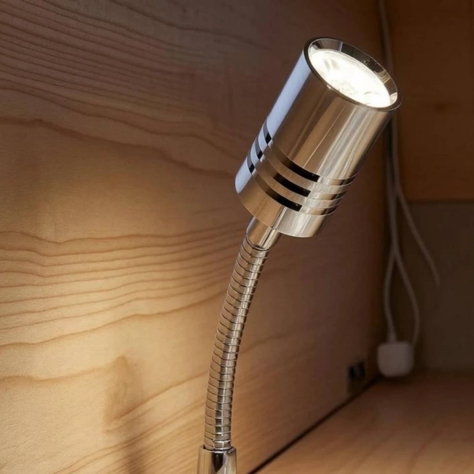 LED Reading Lamp Flexible Arm Gooseneck Desk Light Chrome Desk Lamp Push-Button