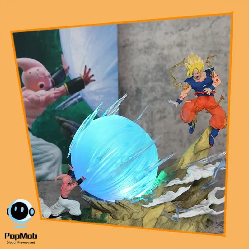 Dragon Ball Kid Buu vs Goku Scena di battaglia illumina Kamehameha Anime Figure Modello Festival Regalo da collezione