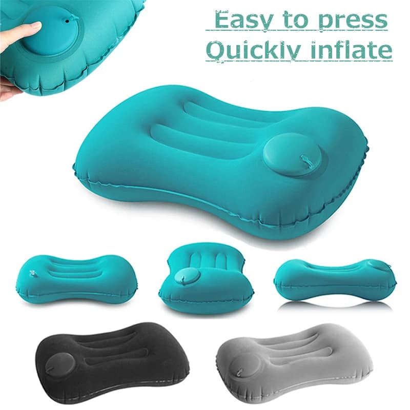 Cuscino gonfiabile floccato da viaggio da campeggio Cuscino gonfiato a pressione d'aria per supporto lombare del collo Ufficio domestico pieghevole leggero portatile