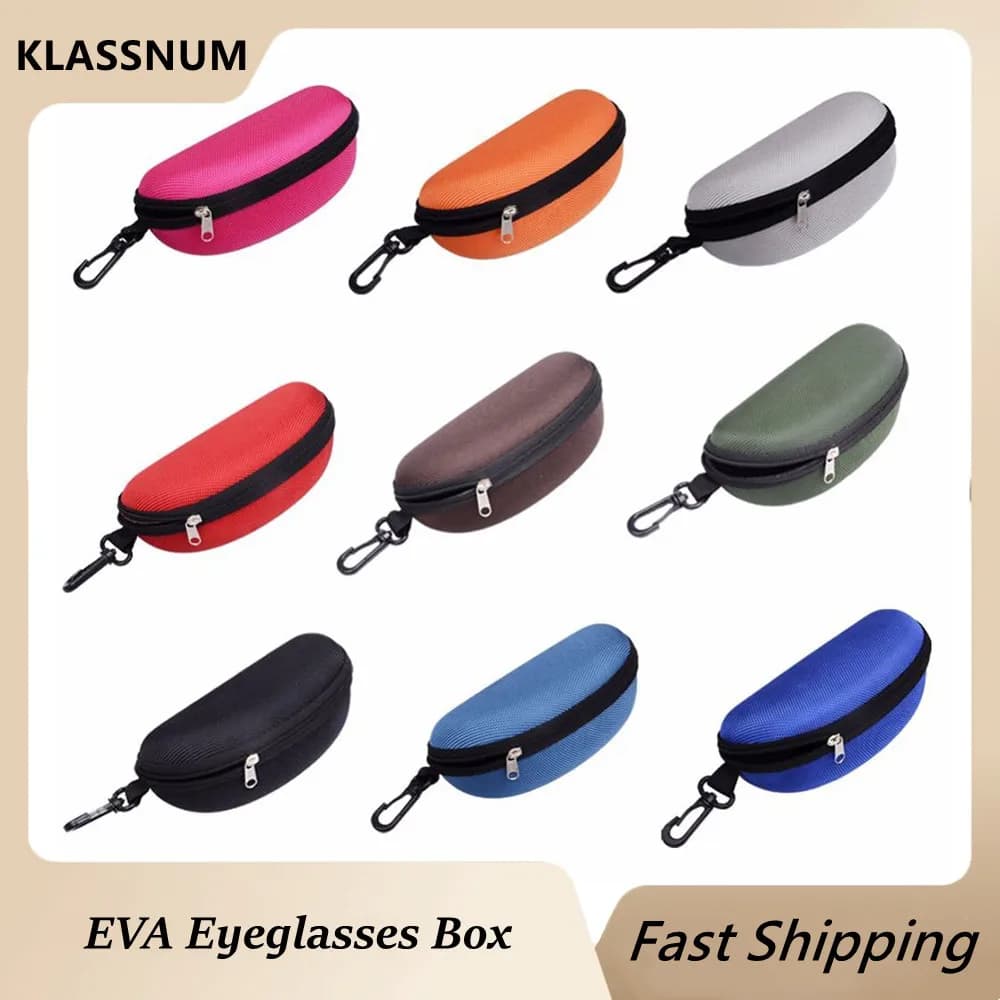 Fashion Sunglasses Case EVA Eyeglasses Box with Hook Strong Compression Oval Glasses Case Multi-purpose Eyewear Storage Box