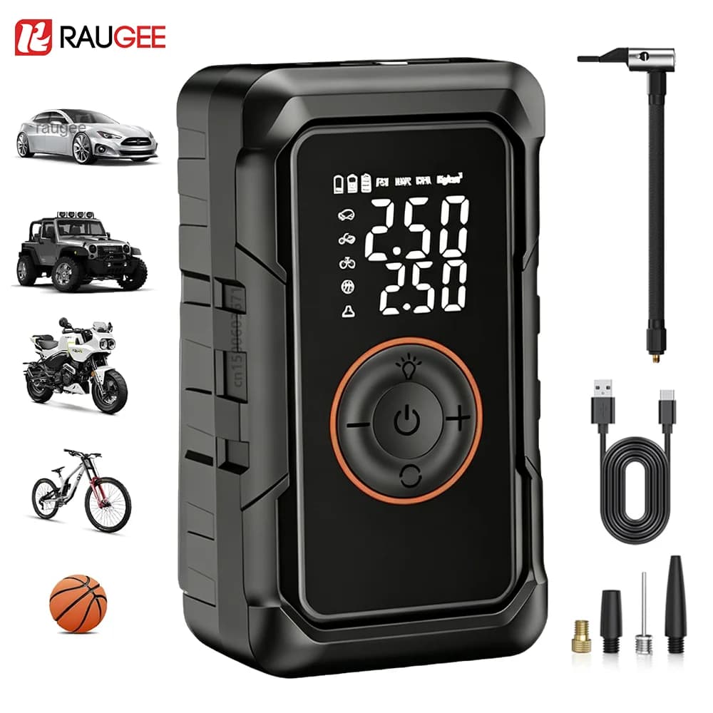 Tire Inflator Portable Air Compressor Cordless Electric Car Tire Air Pump Mini Bike Pump with LED Light for Car Motorcycles Ball