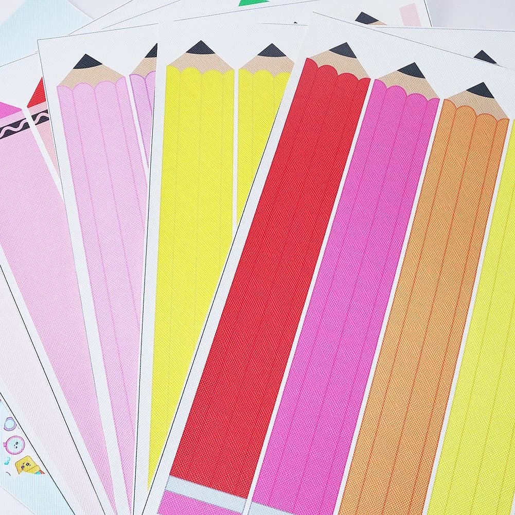 6pcs/set 30x22cm Back to School Pencil Crayon Haibow Shape Faux Leather Sheet Crafts Gift DIY Making Accessories Faux Leather