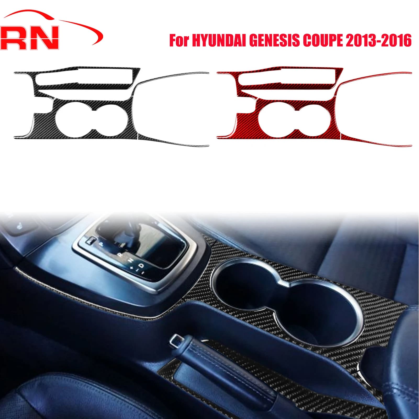 Per Hyundai Genesis Coupe 2013-2016 Pannello portabicchieri per auto in fibra di carbonio modificata Accessori interni Adesivi decorativi