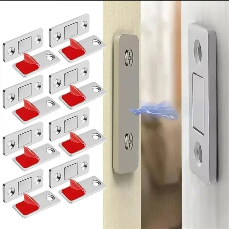 4 Pezzi/Chiusure Magnetiche per Armadietti Ultra Sottili Magneti Potenti per Porte Ferma Porta Invisibile Adesivo Serratura Magnetica per Cassetti da Cucina