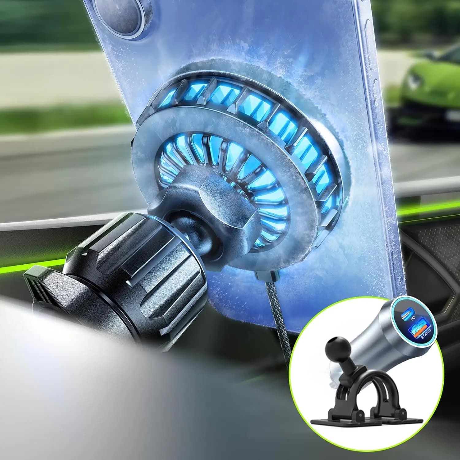 Caricabatterie Magnetico per Auto 25W Qi2.2 Aggiornato 2026 con Raffreddamento TEC per iPhone e Samsung