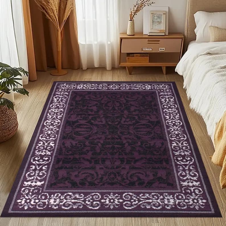 Black Purple ,Carpet ,Home Decor , Art , Themed,Purple Art Rug