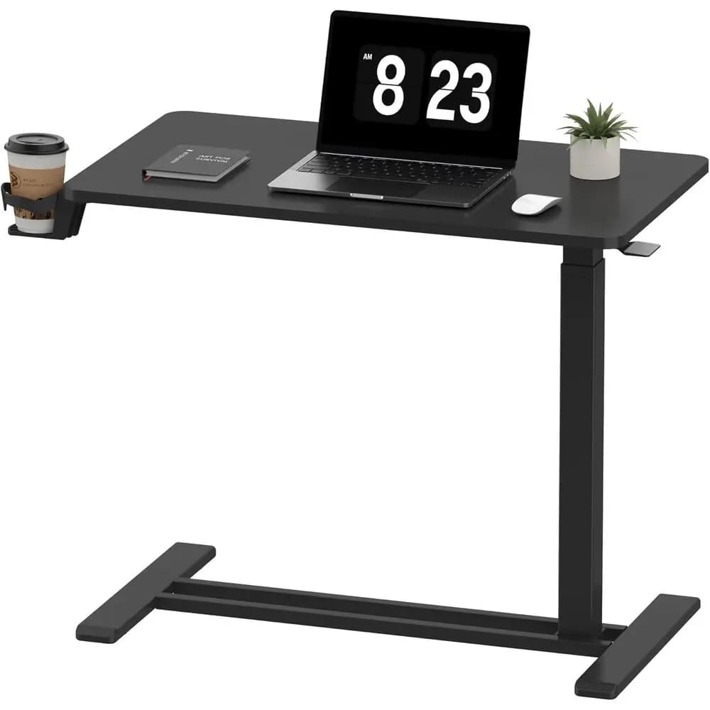 Tavolino a C Regolabile con Ruote, Tavolino Laterale Mobile per Snack, Tavolino da Divano/Letto, Carrello Porta Laptop, Vassoio TV, Comodino Piccolo