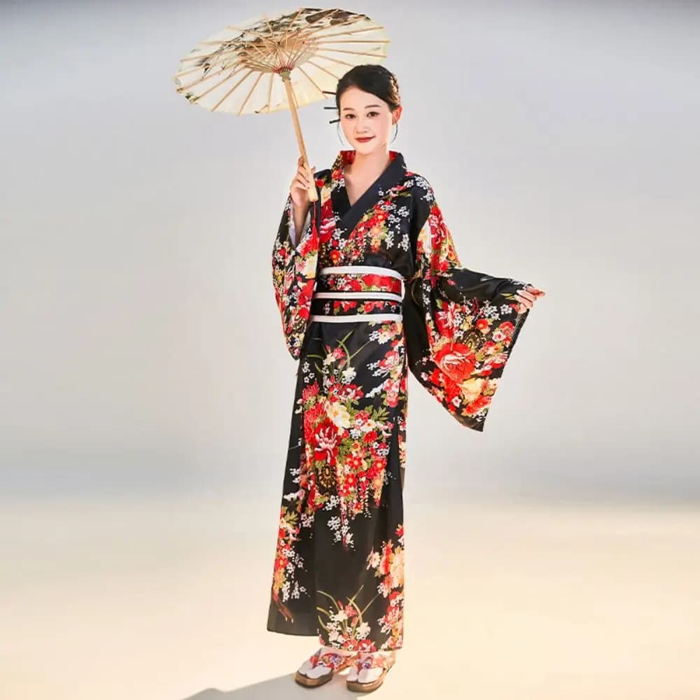 Kimono Sakura Dress for Girls, Japanese Yukata Style, Women's Watch with Floral Print, Haori, Japanese Uniforms, Cosplay Costume, Short Party Dress