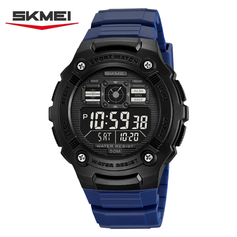 SKMEI 2636 Orologio sportivo militare da uomo con LED, impermeabile, multifunzione, digitale, con sveglia, elettronico da polso
