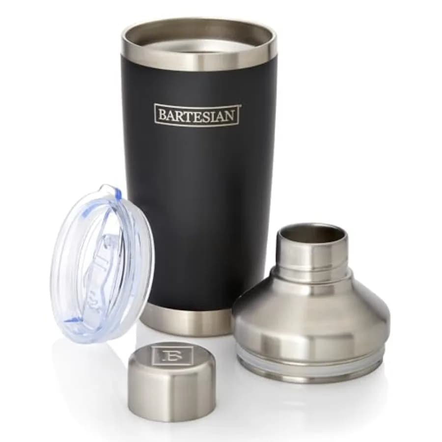 Shaker per Cocktail Isolato - Shaker da Bar Domestico a Doppia Parete con Isolamento Sottovuoto, Colino Integrato e Coperchi per Bere - Antimacchia