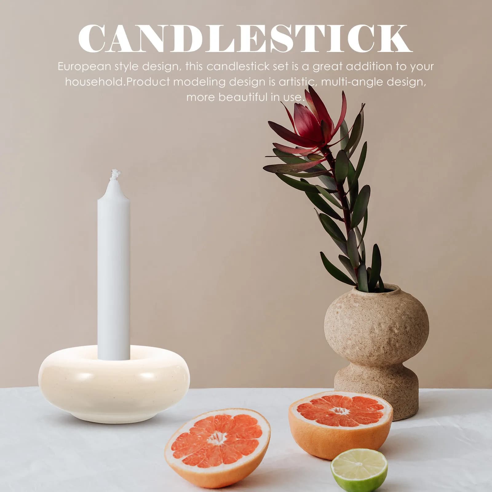 Ceramic Holder Heat-Resistant Thickened Smooth Bottom European Style Decorative Tea Light Holder for Desktop Dining Room