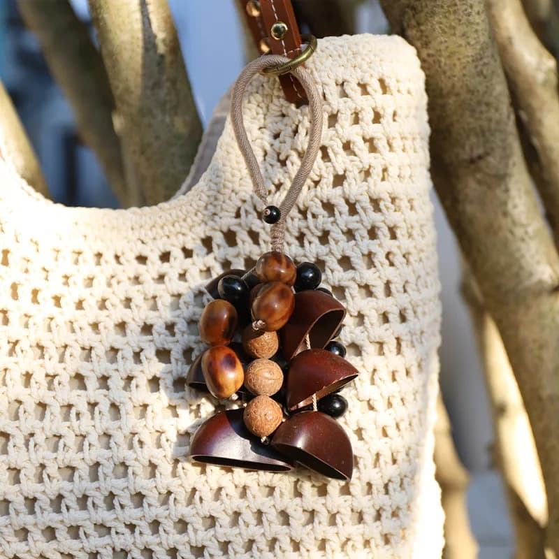 Natural Seed Fruit Shell Ringing Bag Hanging Handmade Wind Chime Sound Ringing Plant Fruit Pendant Backpack Car Accessories