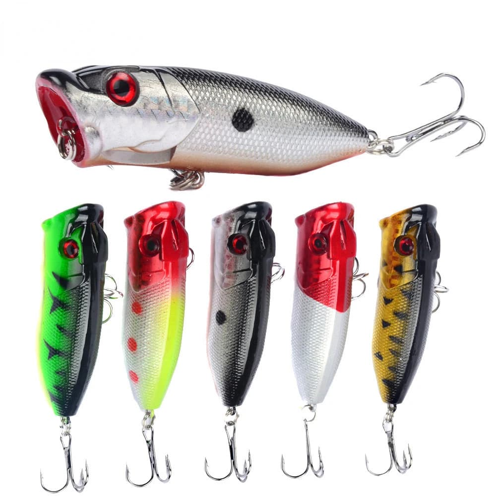 1 pz esche da pesca Topwater Popper Bait 6.5cm 12g esca dura Wobblers artificiali attrezzatura da pesca in plastica con ganci 6 #