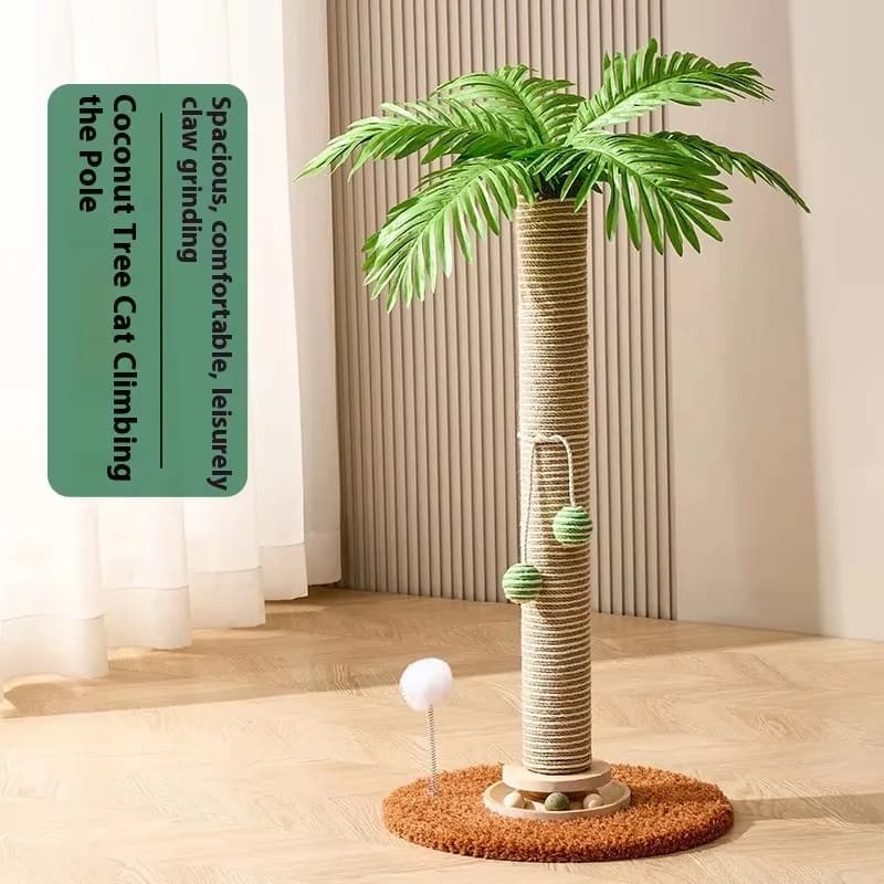 Modern Luxury Sisal Cat Scratcher Board Creative Coconut Tree Cat Climbing Frame Wear-Resistant Non-Shedding Vertical Cat Claw
