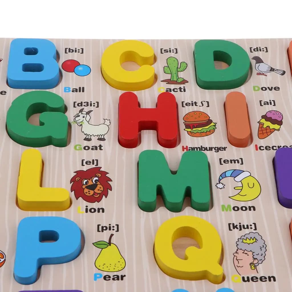 Puzzle di Lettere in Legno ABC, Giocattolo Educativo, Blocchi per l'Apprendimento dell'Alfabeto per Bambini, Sviluppo della Prima Infanzia