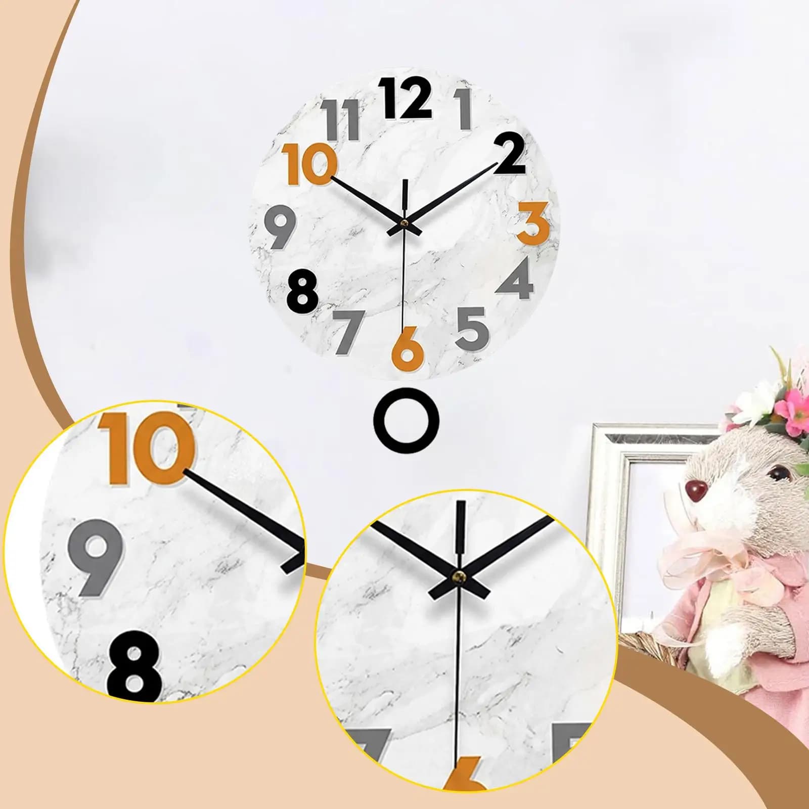 Acrylic wall clock, silent, without ticking, with pendulum, decorative clock, home decoration, for children's room, dining room, office