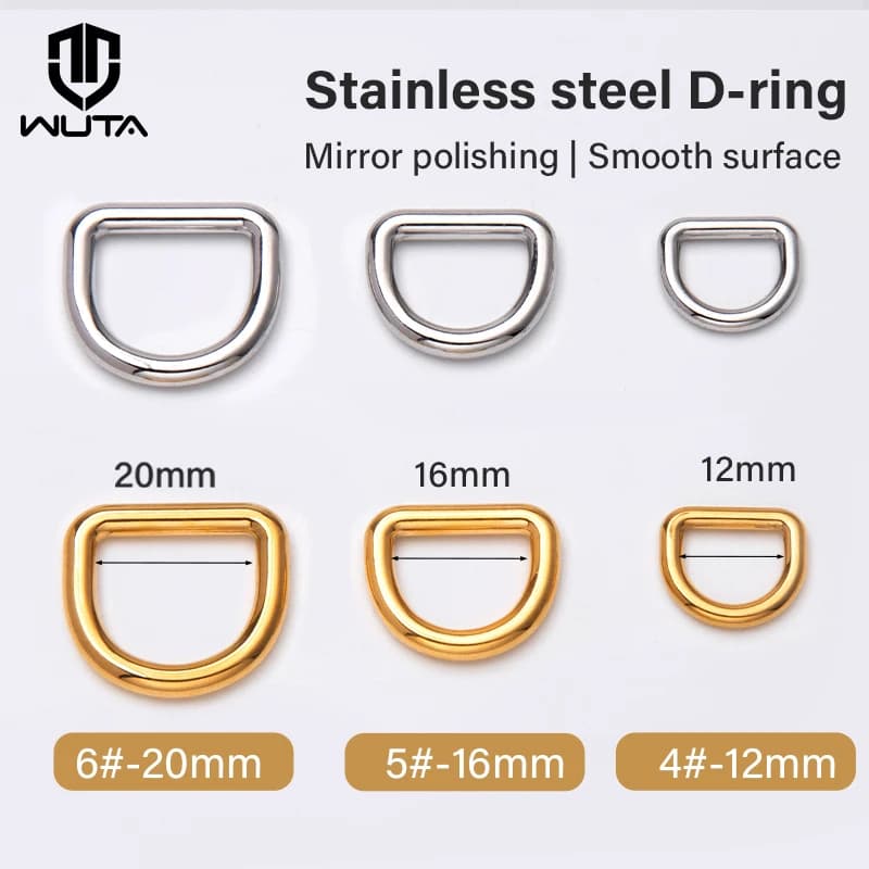 WUTA acciaio inossidabile senza interfaccia ottone D anello fibbia collare per cani cinturino in tessuto borsa borsa cintura accessori artigianali in pelle fai da te 1pc
