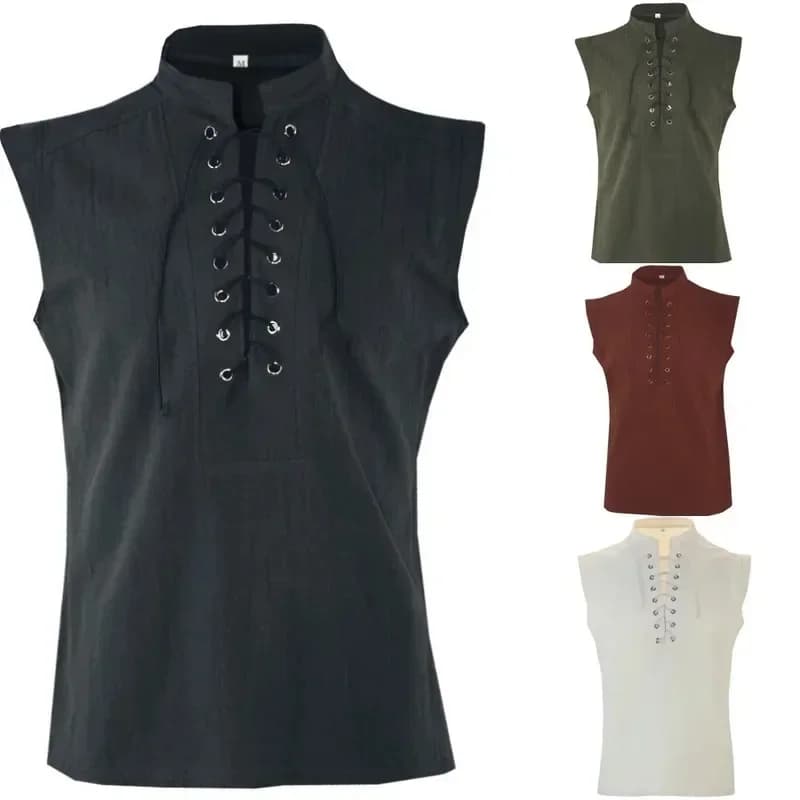 Medievale Steampunk Vichings Gilet da pirata per adulti Taglie forti Costume da uomo Carnevale Rinascimentale Gilet senza maniche gotico Cosplay