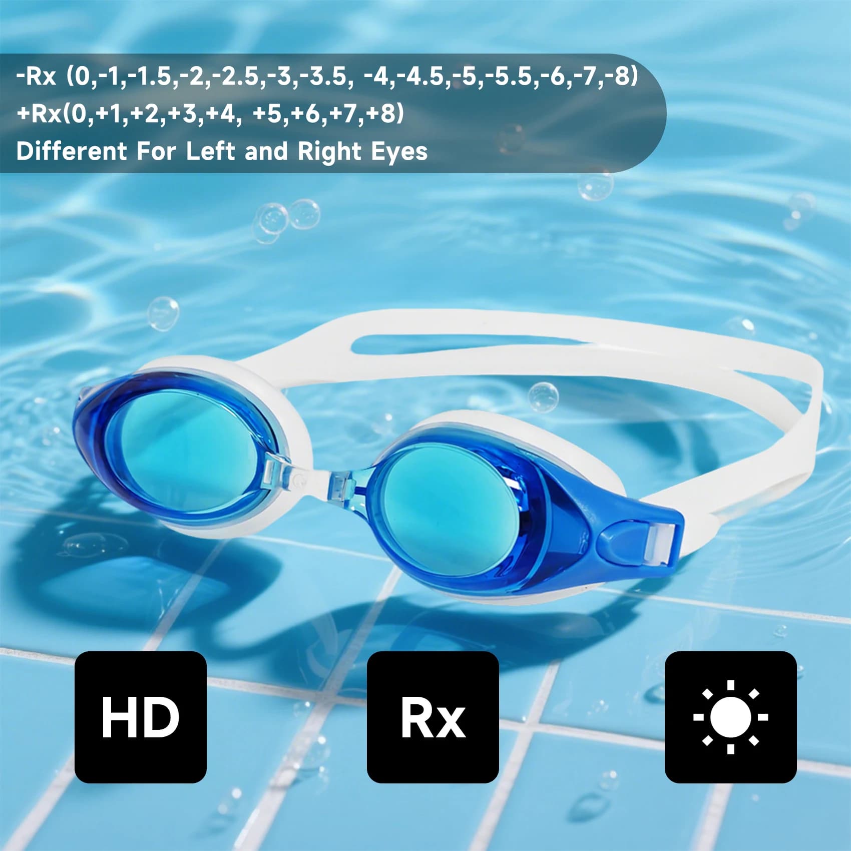 Swimming goggles for hypermetropia miopia - Universal swimming goggles adjustable for adults and boys for different eyes