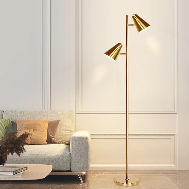 Postmodern Minimalist Forged Iron Double Head Floor Lamps Living Room Sofa Bedroom Bedside Metal Long Strip LED Standing Lights