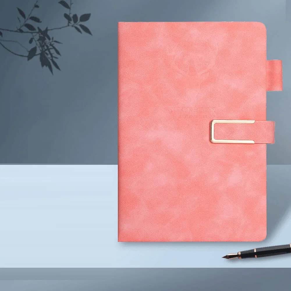 New PU Leather Magnetic Buckle Notebook Magnetic Buckle Pen Holder Lined Journal Deer Pattern Writing Diary
