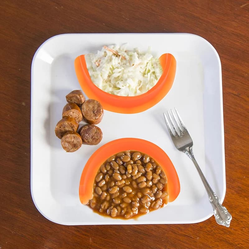 2 pieces silicone food separator, dish food deflector separator dish serving bariatric meal food diet plan dishes weights