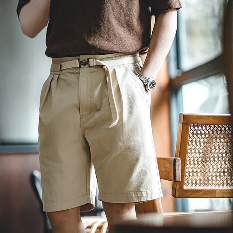 Pantaloncini dritti con cintura con fibbia vintage Maden con pantaloni casual a cinque punti da esterno per la nuova moda estiva da uomo