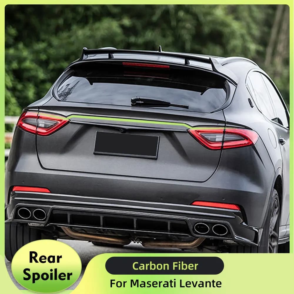 Auto In Fibra di Carbonio Posteriore Centrale Spoiler Boot Lip Wing Per Maserati Levante 2016-2020 Baule Posteriore Boot Lip Wing Spoiler 3PCS