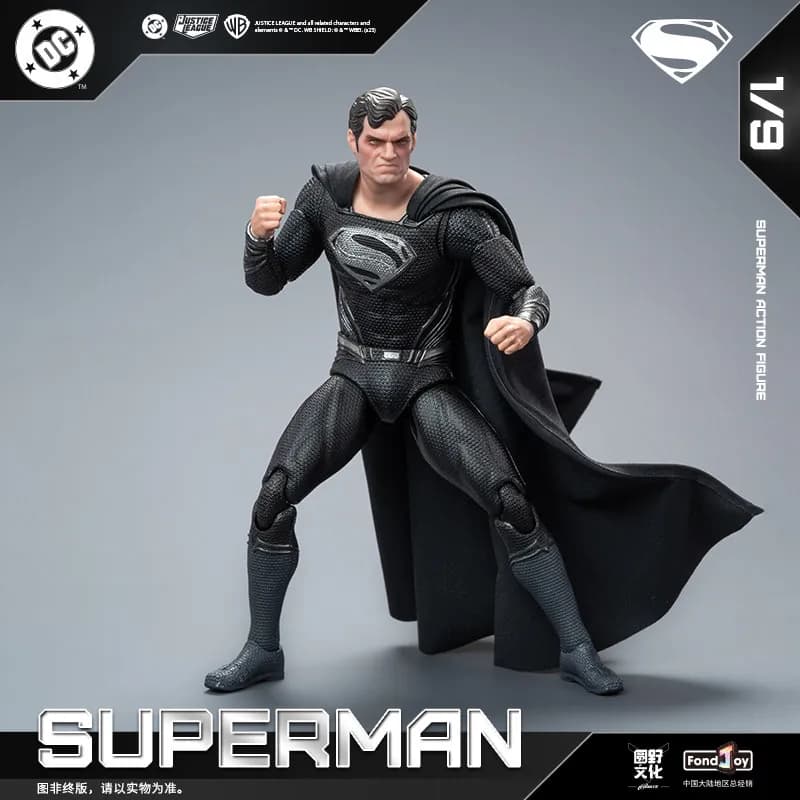 Fondjoy Statuetta di Superman Nero in Scala 1/9 Versione 2.0, Decorazione da Scrivania, Modellino da Collezione, Regalo