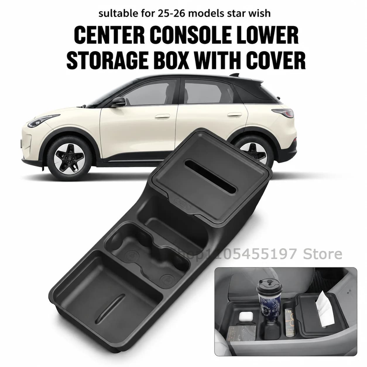For Geely EX2 2025 2026 Under Center Console Storage Box TPE Multi-functional Cup Holder Tissue Orgnizer Car Accessories 1pc