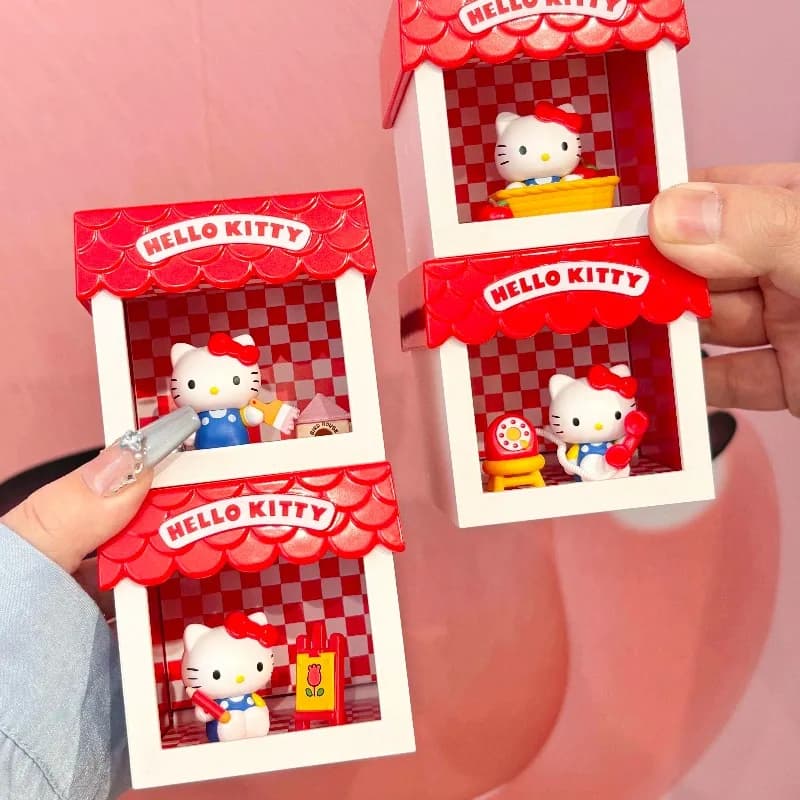 Figure Anime Sanrio Hello Kitty Blind Box Toy Serie Fun House Modellini Carini da Collezione Ornamenti Regali di Compleanno per Ragazze