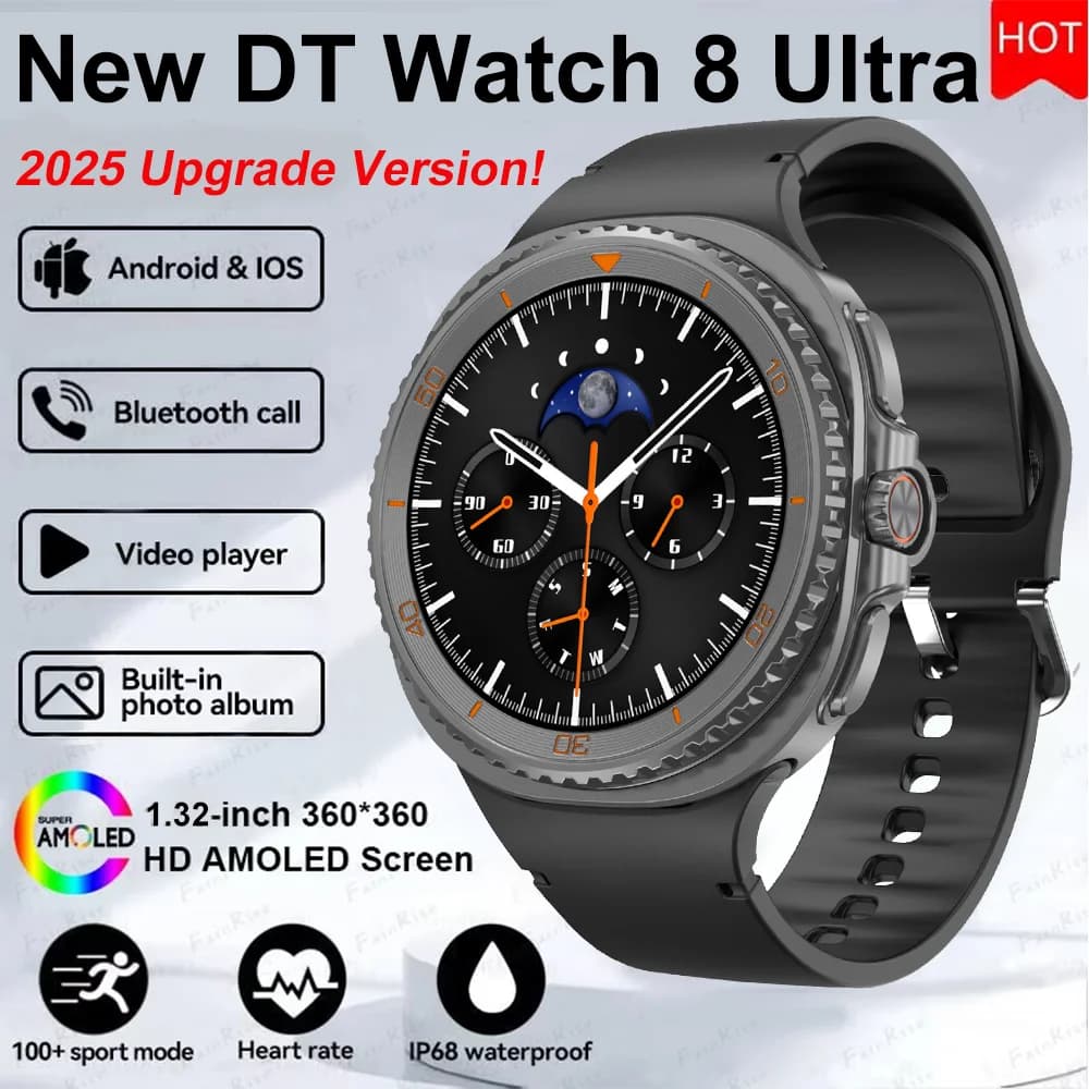 2026New Watch 8 Bussola GPS ultra classica NFC SmartWatch 1.32 AMOLEL Quadrante rotante Chiamata BT IP68 Impermeabile Watch7 Orologio aggiornato