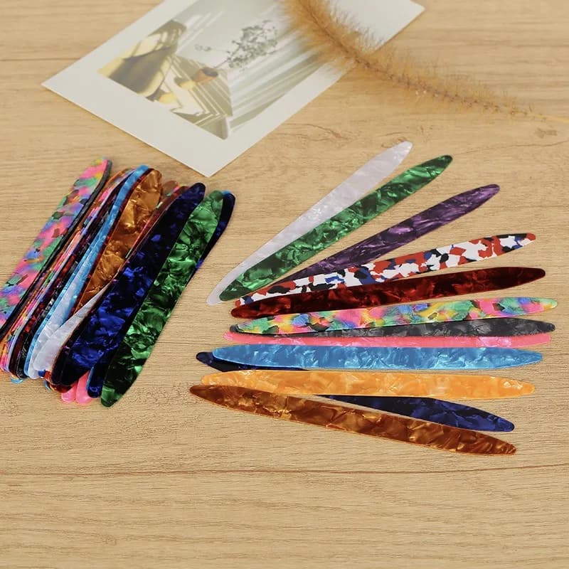 Set di 6 plettri lunghi in celluloid per Liuqin, Yueqin, Xiaoruan, chitarra, oud e pianoforte, con impugnatura elastica per esercitazione