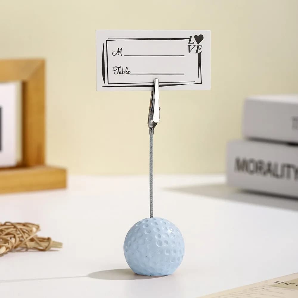 Set di 3 Porta-Post-it Bianchi con Base a Forma di Pallina da Golf in Resina, Clip Multifunzione per Foto, Base Stabile, Morsetto per Memo, Decorazione per Eventi