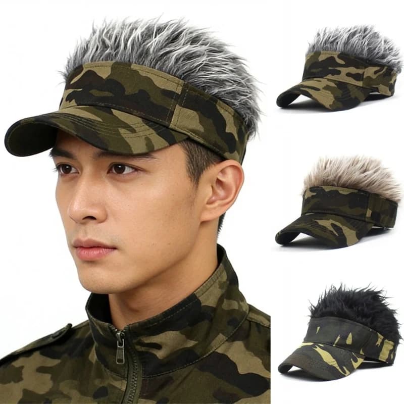 Cappello Sportivo Mimetico Verde Militare con Pizzo di Capelli Sintetici, Cappello da Golf e Baseball con Protezione Solare per Escursionismo e Corsa