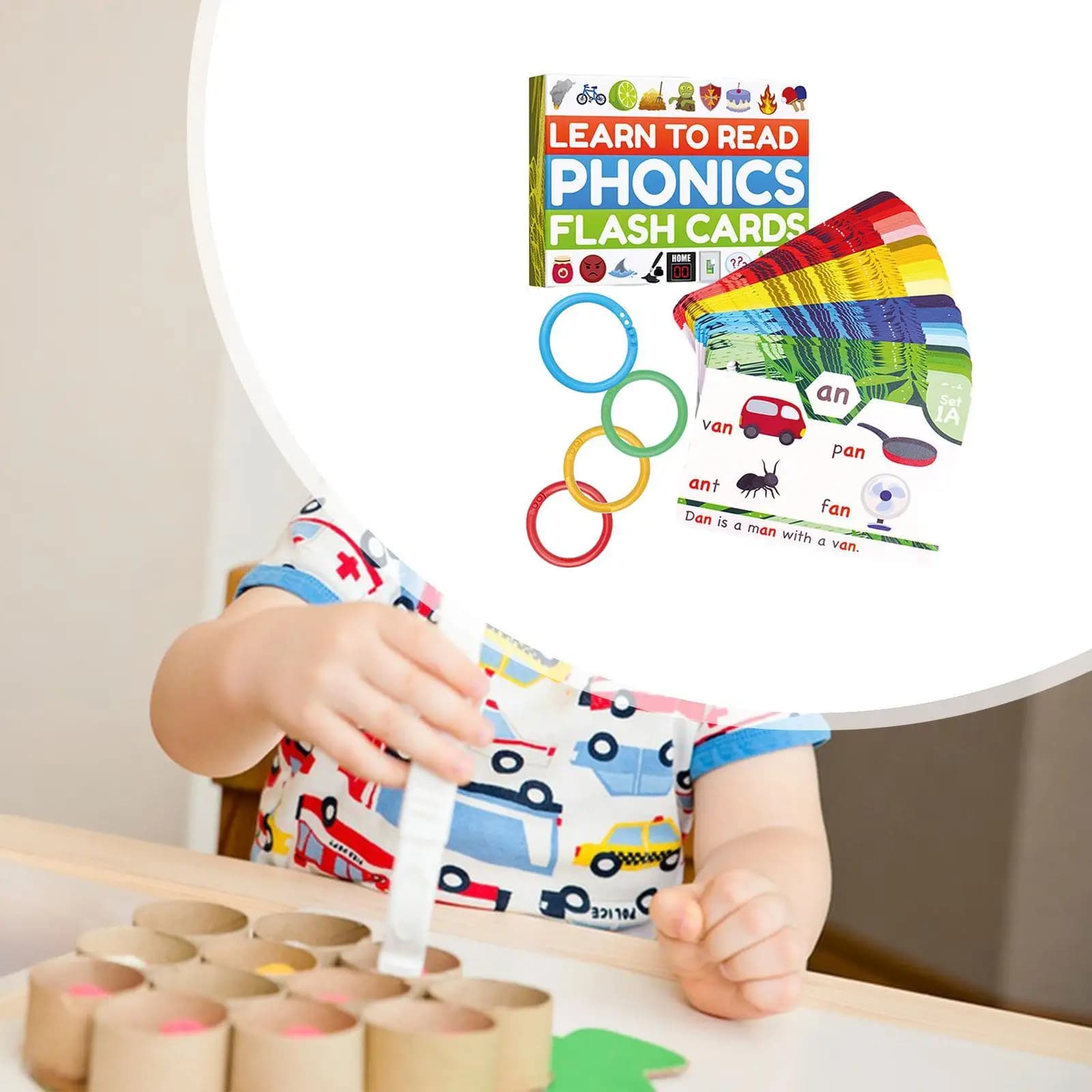 Gioco fonetico Parole visive Apprendimento Vocabolario Schede flash Giocattolo Montessori per bambini dai 4 ai 8 anni Asilo 1a - 4a elementare