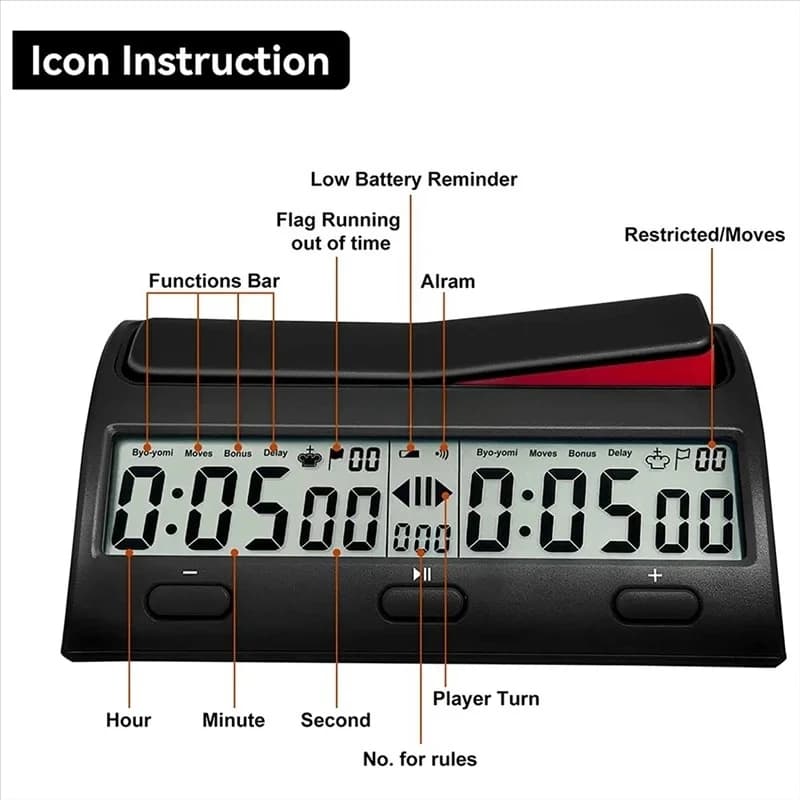 Digital Professional Chess Clock, Portable Game Timer With 7 Working Modes & 38 Timing Settings For Tournament Chess Competition